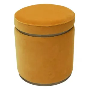 Totti Velvet Fabric Round Storage Ottoman Stool, Yellow by Cozy Lighting & Living, a Ottomans for sale on Style Sourcebook