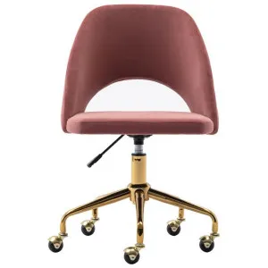 Croxton Velvet Fabric Office Chair, Blush / Gold by Emporium Oggetti, a Chairs for sale on Style Sourcebook