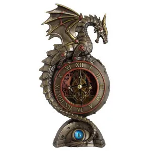 Veronese Cold Cast Bronze Coated Steampunk Statue Table Clock, Dragon by Veronese, a Clocks for sale on Style Sourcebook