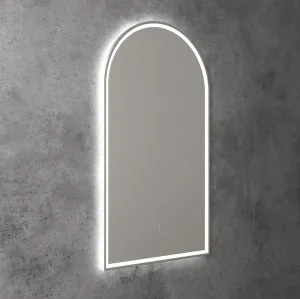 Touchless LED Arch Mirror with Brushed Nickel Frame 90cm x 50cm by Luxe Mirrors, a Illuminated Mirrors for sale on Style Sourcebook