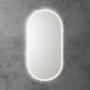 Touchless LED Pill Mirror with Matt White Frame 90cm x 45cm by Luxe Mirrors, a Illuminated Mirrors for sale on Style Sourcebook