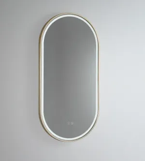 Gatsby Pill Shaped LED Mirror with Matt White Frame - 90 x 45cm or 120 x 45cm 900mm x 450mm by Luxe Mirrors, a Illuminated Mirrors for sale on Style Sourcebook