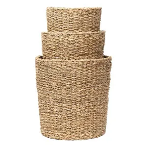 Marco 3 Piece Seagrass Round Basket Set by Wicka, a Baskets & Boxes for sale on Style Sourcebook