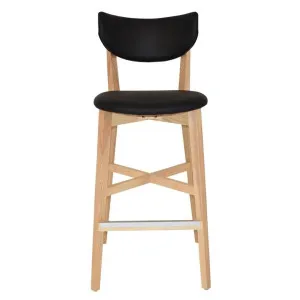 Rialto Commercial Grade American Ash Timber Bar Stool, Vinyl Seat & Back, Natural / Black by Eagle Furn, a Bar Stools for sale on Style Sourcebook