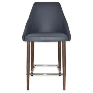 Stockholm Commercial Grade Pelle Fabric Counter Stool, Metal Leg, Navy / Light Walnut by Eagle Furn, a Bar Stools for sale on Style Sourcebook