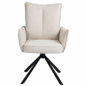 Theo Fabric Swivel Dining Armchair, Set of 2, Beige by Charming Living, a Dining Chairs for sale on Style Sourcebook