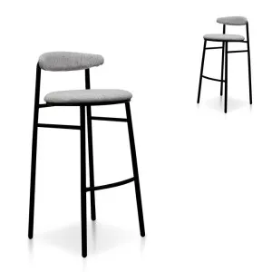 Set of 2 -Oneal 65cm Fabric Bar Stool - Silver Grey and Black Legs by Interior Secrets - AfterPay Available by Interior Secrets, a Bar Stools for sale on Style Sourcebook