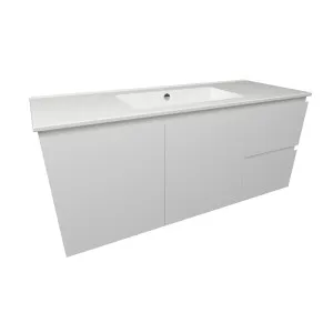 Nevada Quickship Wall Hung Vanity 1200 White Satin Centre Bowl 1TH Alpha Top by Timberline, a Vanities for sale on Style Sourcebook