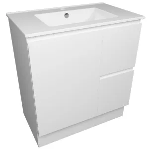 Nevada Quickship Vanity Floor Standing 750 White Satin Centre Bowl 1TH Alpha Top by Timberline, a Vanities for sale on Style Sourcebook