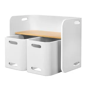 Keezi 3PCS Kids Table and Chairs Set Multifunctional Storage Desk White by Kid Topia, a Kids Chairs & Tables for sale on Style Sourcebook