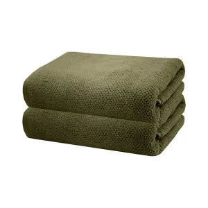 Bambury Angove Cotton Bath Sheet, Pack of 2, Olive by Bambury, a Towels & Washcloths for sale on Style Sourcebook