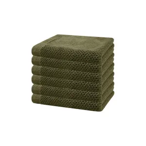 Bambury Angove Cotton Face Washer, Pack of 6, Olive by Bambury, a Towels & Washcloths for sale on Style Sourcebook