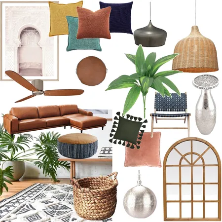 Modern Moroccan Lounge Room Interior Design Mood Board by Cevans on Style Sourcebook