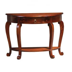 Cabriol Mahogany Timber Half Round Sofa Table, Mahogany by Centrum Furniture, a Console Table for sale on Style Sourcebook