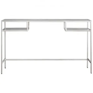 Lotta Glass & Metal Desk, 130cm, Silver by Franklin Higgins, a Desks for sale on Style Sourcebook