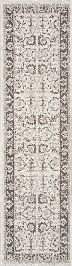 Elsa Cream And Brown Traditional Bordered Floral Runner Rug by Miss Amara, a Persian Rugs for sale on Style Sourcebook