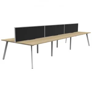Eternity Back-To-Back Office Workstation with Screen, 6 Person, 360cm, Oak / White by Rapidline, a Desks for sale on Style Sourcebook