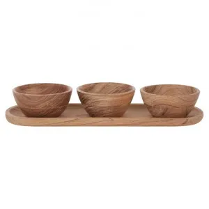 Amaya Acacia Timber Dipping / Tasting Bowl & Tray Set by Casa Regalo, a Bowls for sale on Style Sourcebook
