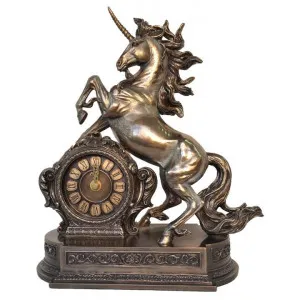 Veronese Cold Cast Bronze Coated Unicorn Table Clock by Veronese, a Clocks for sale on Style Sourcebook
