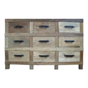 Maksim Reclaimed Elm Timber 9 Drawer Chest, Natural by Montego, a Dressers & Chests of Drawers for sale on Style Sourcebook