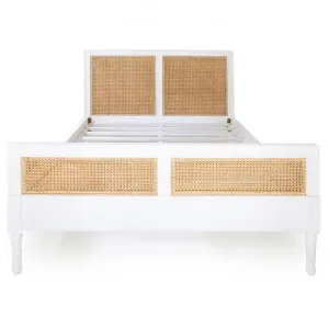 Saman Timber & Rattan Bed, Queen, White by Ambience Interiors, a Beds & Bed Frames for sale on Style Sourcebook