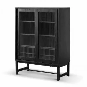 Maynard Black Bar Cabinet - Flute Glass Doors by Interior Secrets - AfterPay Available by Interior Secrets, a Cabinets, Chests for sale on Style Sourcebook