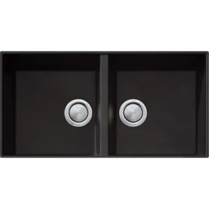 Santorini Double Bowl Undermount Sink 860mm X 450mm Nth | Made From Granite/Acrylic In Black | 32L/32L By Oliveri by Oliveri, a Kitchen Sinks for sale on Style Sourcebook