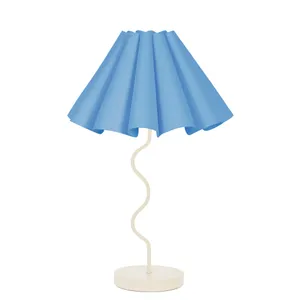 Paola & Joy Cora Pleated Table Lamp with Squiggle Base - Tranquil Blue & White by Paola & Joy, a Lamps for sale on Style Sourcebook