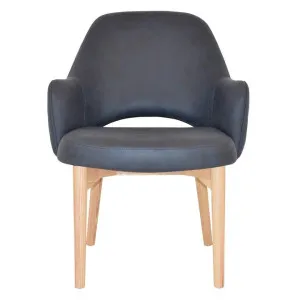 Albury Commercial Grade Pelle / Benito Fabric Tub Chair, Timber Leg, Navy / Natural by Eagle Furn, a Chairs for sale on Style Sourcebook