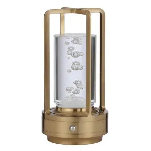 Eldra IP44 Indoor / Outdoor Rechargeable LED Touch Table Lamp, CCT, Antique Gold by Telbix, a Table & Bedside Lamps for sale on Style Sourcebook