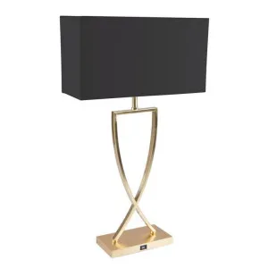 Giana Metal Base Table Lamp with USB Port, Satin Brass / Black by Domus Lighting, a Table & Bedside Lamps for sale on Style Sourcebook