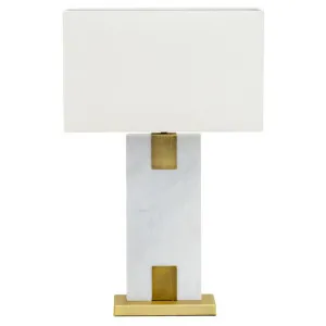 Nazare Marble Base Table Lamp, White / Antique Brass by Cozy Lighting & Living, a Table & Bedside Lamps for sale on Style Sourcebook