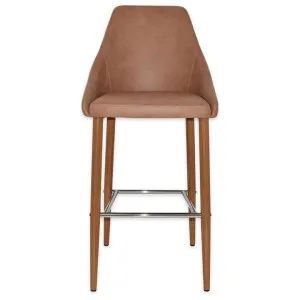 Stockholm Commercial Grade Pelle Fabric Bar Stool, Metal Leg, Tan / Light Oak by Eagle Furn, a Bar Stools for sale on Style Sourcebook