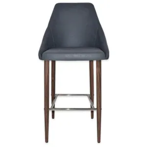 Stockholm Commercial Grade Pelle Fabric Bar Stool, Metal Leg, Navy / Light Walnut by Eagle Furn, a Bar Stools for sale on Style Sourcebook