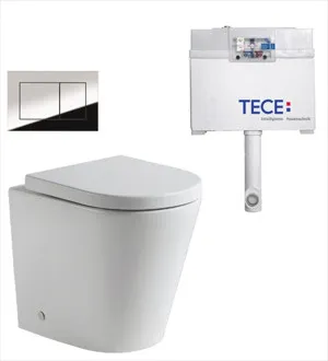 Faith Rimless In-wall Toilet Suite S&P Trap with Square ABS Chrome Button by Tece, a Toilets & Bidets for sale on Style Sourcebook