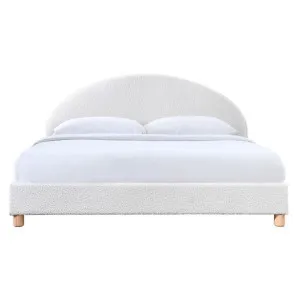 Archie Boucle Fabric Platform Bed, King, White by Room Life, a Beds & Bed Frames for sale on Style Sourcebook