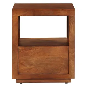Nyra Mango Wood Bedside Table, Light Walnut by Fobbio Home, a Bedside Tables for sale on Style Sourcebook