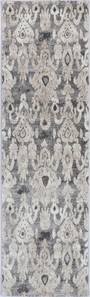 Everton Damask Grey Synthetic Hall Runner by Wild Yarn, a Contemporary Rugs for sale on Style Sourcebook