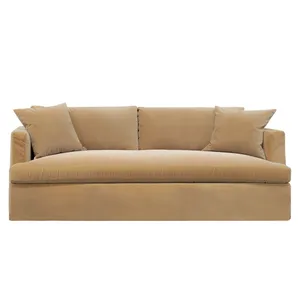Birkshire 3 Seater Slip Cover Sofa - Ochre Velvet by CAFE Lighting & Living, a Sofas for sale on Style Sourcebook